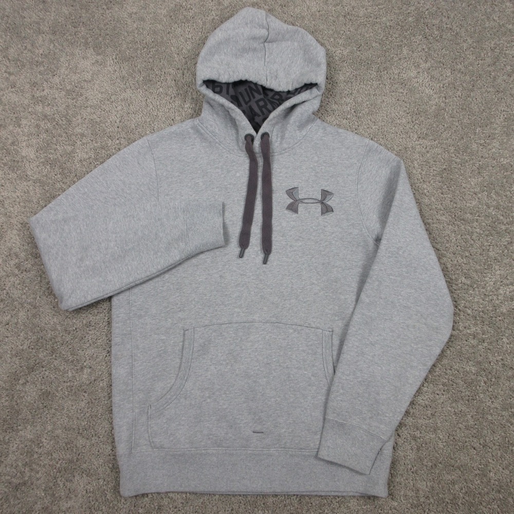 Under Armour‎ Sweater Mens Medium Gray Heather Storm Pullover Hoodie Sweatshirt